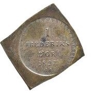 1 Frederik d'Or - Frederik VI Klippe Pattern strike, Denmark, 1827 reverse image