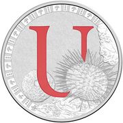 1 Dollar - Elizabeth II 4th Portrait - Alphabet Collection - Letter U - Silver Proof, Australia, 2015-2017 reverse image