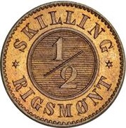 ½ Skilling Rigsmønt - Frederik VII, Denmark, 1857 reverse image