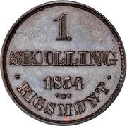 1 Skilling Rigsmønt - Frederik VII Pattern reverse image