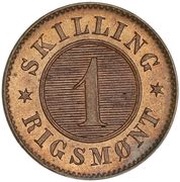 1 Skilling Rigsmønt - Christian IX, Denmark, 1867-1872 reverse image