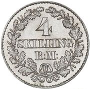 4 Skilling Rigsmønt - Frederik VII, Denmark, 1854-1856 reverse image