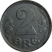 2 Øre - Christian X reverse image