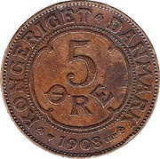 5 Øre - Frederik VIII, Denmark, 1907-1912 reverse image