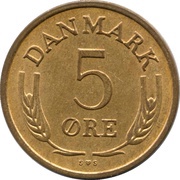 5 Øre - Frederik IX, Denmark, 1960-1972 reverse image