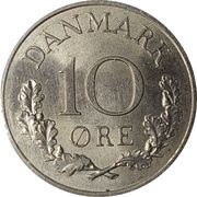 10 Øre - Frederik IX, Denmark, 1960-1972 reverse image