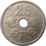 25 Øre - Christian X, Denmark, 1924-1947 reverse image