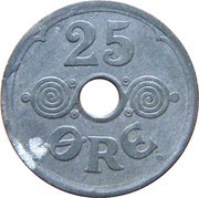 25 Øre - Christian X German Occupation, Denmark, 1941-1945 reverse image