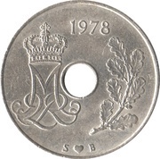 25 Øre - Margrethe II obverse image