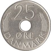 25 Øre - Margrethe II, Denmark, 1973-1988 reverse image