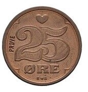 25 Øre - Margrethe II Pattern reverse image