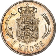 1 Krone - Christian IX, Denmark, 1875-1898 reverse image