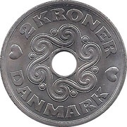 2 Kroner - Margrethe II Trial Strike, Denmark, 1990 reverse image