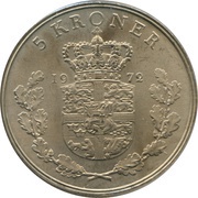 5 Kroner - Frederik IX, Denmark, 1960-1972 reverse image