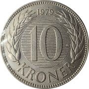 10 Kroner - Margrethe II 1st portrait, Denmark, 1979-1988 reverse image