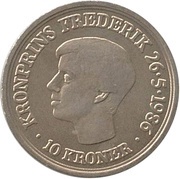 10 Kroner - Margrethe II Crown Prince's Birthday, Denmark, 1986 reverse image