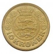 10 Kroner - Margrethe II Pattern, Denmark, 1986 reverse image