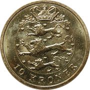 10 Kroner - Margrethe II 4th portrait, 2nd arms, Denmark, 2004-2010 reverse image