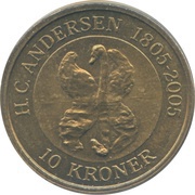 10 Kroner - Margrethe II 4th portrait; Ugly Duckling, Denmark, 2005 reverse image