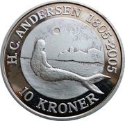 10 Kroner - Margrethe II Little Mermaid - Silver Issue reverse image
