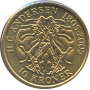 10 Kroner - Margrethe II 4th portrait; The Shadow, Denmark, 2006 reverse image