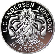 10 Kroner - Margrethe II The Shadow - Silver Issue, Denmark, 2006 reverse image