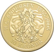 10 Kroner - Margrethe II The Shadow - Gold issue, Denmark, 2006 reverse image