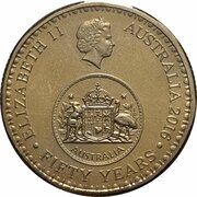 1 Dollar - Elizabeth II 4th Portrait - 50th Anniversary of Decimal Currency obverse image