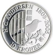 10 Kroner - Margrethe II The Nightingale - Silver Proof Issue, Denmark, 2007 reverse image