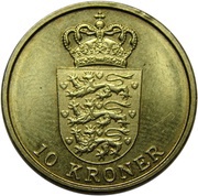 10 Kroner - Margrethe II 5th portrait, Denmark, 2011-2012 reverse image