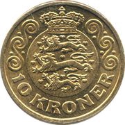 10 Kroner - Margrethe II 5th portrait, Denmark, 2013-2022 reverse image