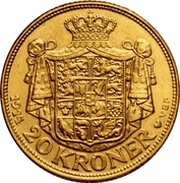 20 Kroner - Christian X, Denmark, 1913-1931 reverse image