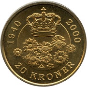 20 Kroner - Margrethe II Queens Birthday, Denmark, 2000 reverse image