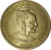 20 Kroner - Margrethe II 4th portrait; 1st arms obverse image