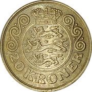 20 Kroner - Margrethe II 4th portrait; 1st arms, Denmark, 2001-2002 reverse image