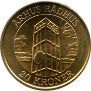 20 Kroner - Margrethe II 4th portrait; Århus City Hall, Denmark, 2002 reverse image