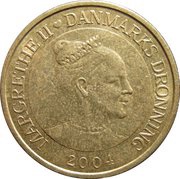 20 Kroner - Margrethe II 4th portrait, 2nd arms obverse image
