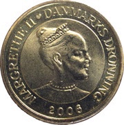 20 Kroner - Margrethe II 4th portrait; Nolsoy Lighthouse obverse image