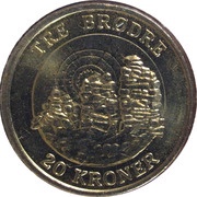 20 Kroner - Margrethe II 4th portrait; Tre Brødre, Denmark, 2006 reverse image