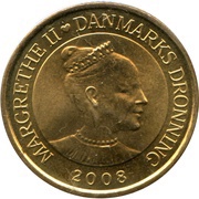 20 Kroner - Margrethe II 4th portrait; Dannebrog obverse image