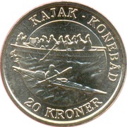 20 Kroner - Margrethe II Kajak Konebåd, Denmark, 2010 reverse image