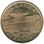20 Kroner - Margrethe II Emma Mærsk Container Ship, Denmark, 2011 reverse image