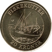 20 Kroner - Margrethe II Fiskekutter, Denmark, 2012 reverse image