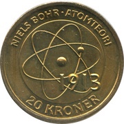 20 Kroner - Margrethe II Niels Bohr: Atomic model, Denmark, 2013 reverse image