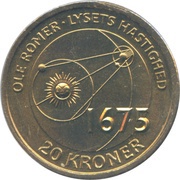 20 Kroner - Margrethe II Ole Rømer and The Speed of Light, Denmark, 2013 reverse image