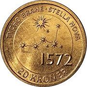 20 Kroner - Margrethe II Tycho Brahe and Stella Nova, Denmark, 2013 reverse image