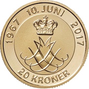 20 Kroner - Margrethe II Royal Golden Wedding, Denmark, 2017 reverse image