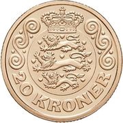 20 Kroner - Margrethe II 6th portrait, Denmark, 2023 reverse image