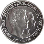 200 Kroner - Margrethe II 4th portrait; Crownprince Wedding, Denmark, 2004 reverse image