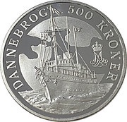 500 Kroner - Margrethe II Dannebrog, Denmark, 2008 reverse image